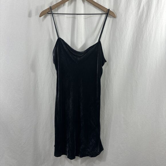 Reformation Delphine Gray Crushed Velvet Cowl Neck Mini Slip Dress Womens Size L - Picture 1 of 10